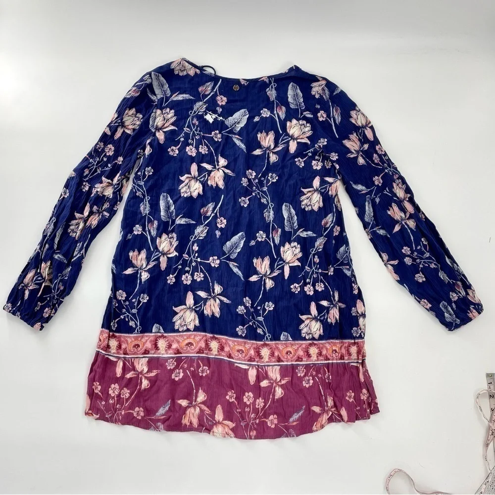 Billabong just like you starry nights boho long sleeve shirt dress‎ Blue Pink - Picture 11 of 11